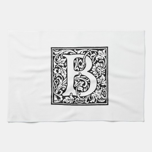 Initiaal B Monogram. Gepersonaliseerd Naam Floral Theedoek (Horizontaal)