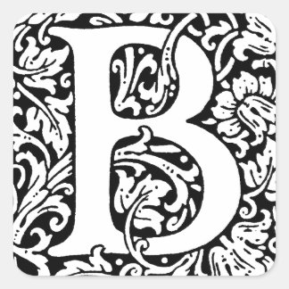 Initiaal B Monogram. Gepersonaliseerd Naam Floral  Vierkante Sticker