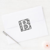 Initiaal B Monogram. Gepersonaliseerd Naam Floral  Vierkante Sticker (Envelop)