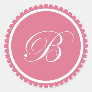Initiaal B-prinses roze monogram bezegeling Ronde Sticker