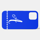 Initiaal Blauw en wit monogram Case-Mate iPhone Case (Achterkant (horizontaal))