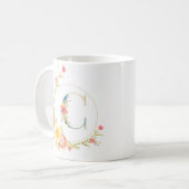 Initiaal bloemenletter Cfloral lijst Koffiemok (Voorkant links)