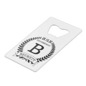 Initiaal Bruidsjonker Kredietkaart Flessenopener (Achterkant Gekanteld)