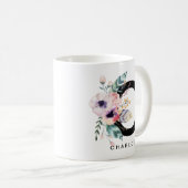 Initiaal "C" Alfabet Mok Monogram Boho Waterverf (Voorkant rechts)