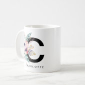 Initiaal "C" Alfabet Mok Monogram Boho Waterverf (Voorkant links)