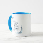 Initiaal "C" Blauw Monogram Kalme Bloemenkoffie Mok (Voorkant links)