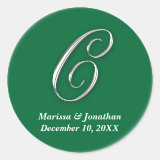 Initiaal C Groen monogram, douanenaam gunstiger ze Ronde Sticker