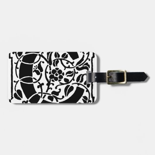 Initiaal C Monogram. Floral Name Gepersonaliseerd  Bagagelabel (Voorkant horizontaal)