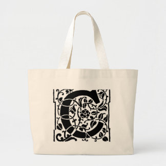 Initiaal C Monogram. Floral Name Gepersonaliseerd  Grote Tote Bag