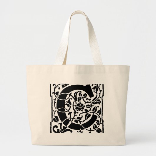 Initiaal C Monogram. Floral Name Gepersonaliseerd  Grote Tote Bag (Voorkant)