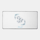 Initiaal "D" Blauw Monogram Kalm Bloemen Bureaumat (Voorkant)