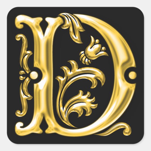 Initiaal D Hoofdletter Sticker in Goud (Voorkant)