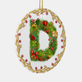 initiaal D monogrammen kerstversiering - cirkel Keramisch Ornament (Rechts)