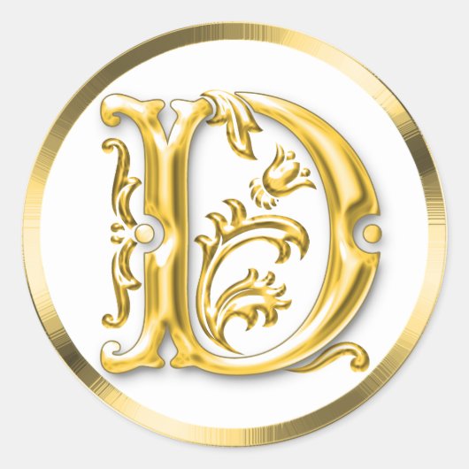 Initiaal D ronde Sticker in goud (Voorkant)