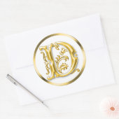 Initiaal D ronde Sticker in goud (Envelop)