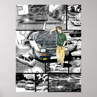 Initiaal D-Takumi Fujiwara Manga Wall Design Vers Poster