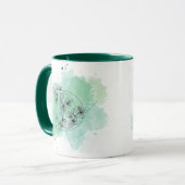 Initiaal D Waterverf Monogram Groen Botanisch Mok (Voorkant links)