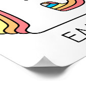 Initiaal E Letter Name Cute Rainbow Alphabet Poster (Hoek)