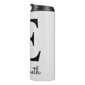 Initiaal E Modern Roze Bloemen Thermosbeker (Geroteerd rechts)