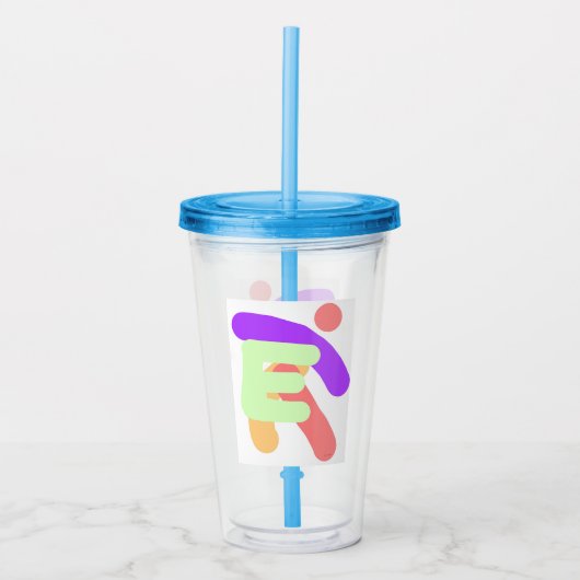 INITIAAL E MONOGRAM KINDER ACRYL DRINKBEKER (Voorkant)