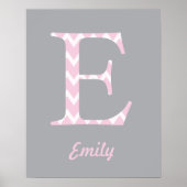 Initiaal "E" Personalized Chevron Pink Name Poster (Voorkant)