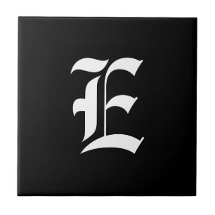 Initiaal E van zwart-wit monogram, Tegeltje