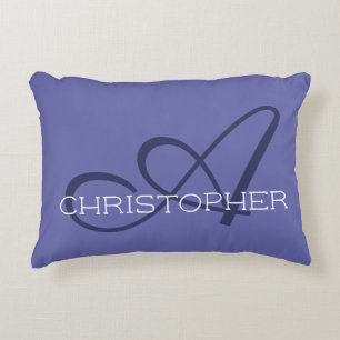 Initiaal Een aangepaste naam Blauwe Periwinkle Accent Kussen
