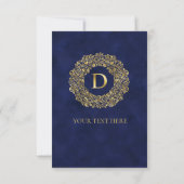 Initiaal een gouden Damask Classic Pattern Bedankkaart (Achterkant)
