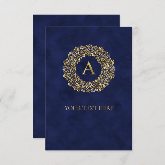 Initiaal een gouden Damask Classic Pattern Bedankkaart (Voorkant / Achterkant)