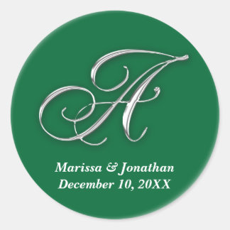 Initiaal Een groene monogram aangepaste naam gunst Ronde Sticker