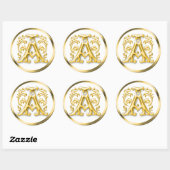 Initiaal Een Ronde Sticker in Goud (Vel)