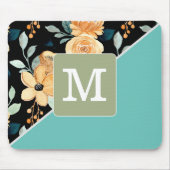 Initiaal Elegant combinatiepatroon en kleurblauw Muismat (Voorkant)