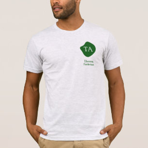 Initiaal en naam in groen op groene bubbel t-shirt