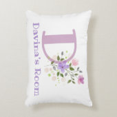 Initiaal en naam met Floral Design Accent Pillow Accent Kussen (Voorkant(Verticaal))