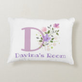 Initiaal en naam met Floral Design Accent Pillow Accent Kussen (Achterkant)