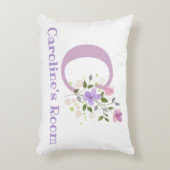 Initiaal en naam met Floral Design Accent Pillow Accent Kussen (Voorkant(Verticaal))