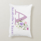 Initiaal en naam met Floral Design Accent Pillow Accent Kussen (Achterkant (Verticaal))