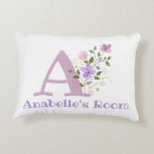 Initiaal en naam met Floral Design Accent Pillow Accent Kussen (Achterkant)