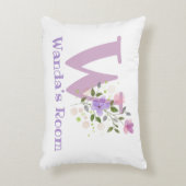 Initiaal en naam met Floral Design Accent Pillow Accent Kussen (Voorkant(Verticaal))