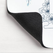 Initiaal "F" Blauw Monogram Kalme Bloemen Muismat (Hoek)