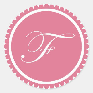 Initiaal F-prinses roze monogram bevoordeling Ronde Sticker