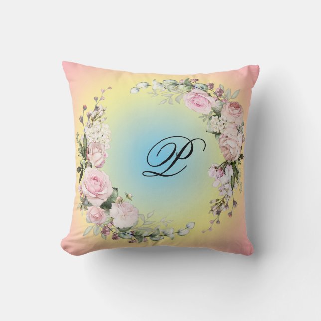 Initiaal Floral Design Sierkussen (Voorkant)