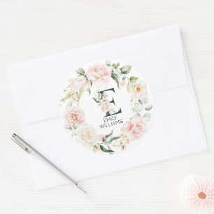 Initiaal florale letter E florale lijst Ronde Sticker