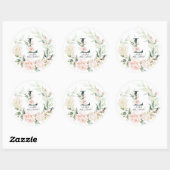 Initiaal florale lijst ronde sticker (Vel)