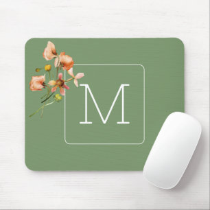 Initiaal  florale met sage-groen Elegant Muismat