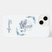 Initiaal "G" Blauw Monogram Kalme Bloemen Case-Mate iPhone Case (Achterkant (horizontaal))