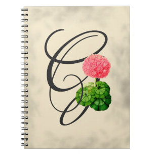 Initiaal G, geraniumNotitieboek Notitieboek