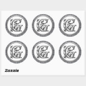 Initiaal G Ronde Sticker in Zilver (Vel)