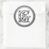 Initiaal G Ronde Sticker in Zilver (Tas)
