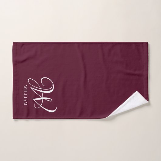 Initiaal gepersonaliseerd Elegant Bourgogne Monogr Bad Handdoek (Handdoek)